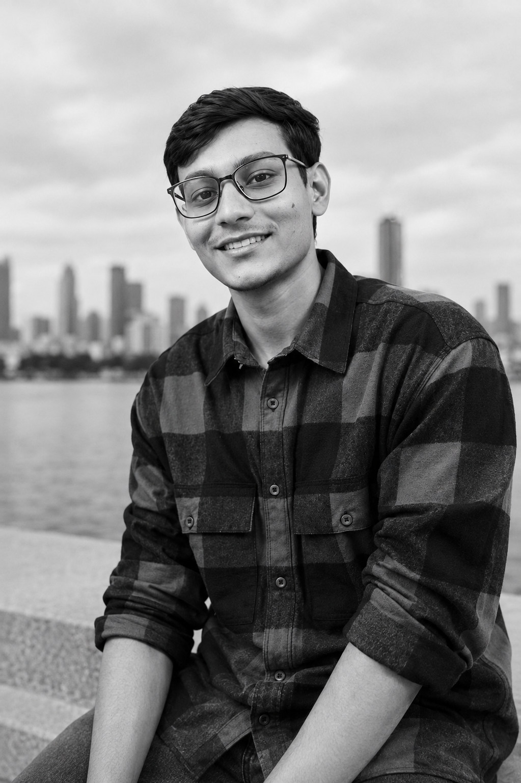 Mustafa Tohfafarosh seated by the waterfront